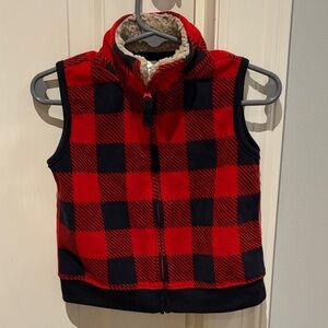 Carter's Red and Black Buffalo Plaid Fleece Vest